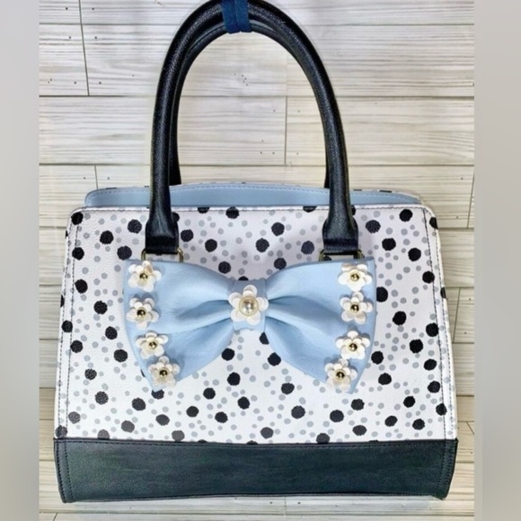 Betsey Johnson Handbags - Betsy Johnson Blue Bow with Polka Dots Satchel